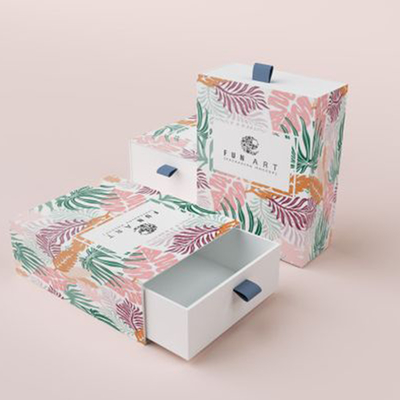 ECO Friendly Customized Colored Printed Cardboard Paper Drawer Box Printed Paper Packaging Drawer Sliding Gift Box With Ribbon