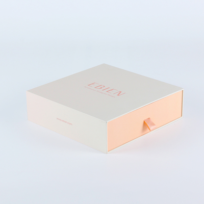 ECO Friendly Customized Colored Printed Cardboard Paper Drawer Box Printed Paper Packaging Drawer Sliding Gift Box With Ribbon