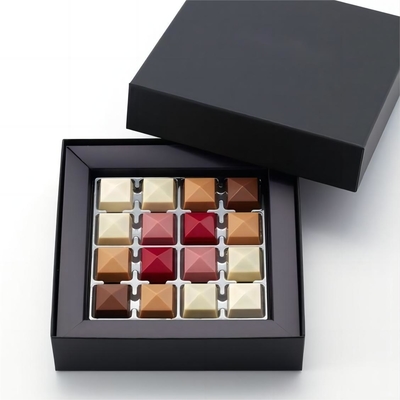 Customizable for Champagne Gold Bow Triangle Base Lid Sponge Lined Wedding Gift Boxes for Chocolate Treat Candy Guest Gifts