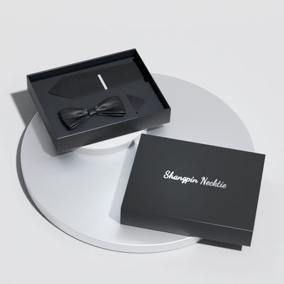 Outlet Paper Bow Tie Necktie Pin Gift Set Box Package Wholesale Logo Tie Gift Set Men Bow Paper Packaging Box for Tie