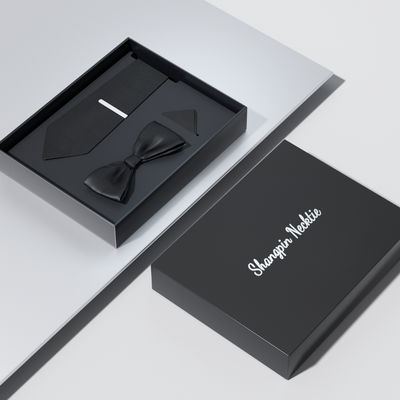 Outlet Paper Bow Tie Necktie Pin Gift Set Box Package Wholesale Logo Tie Gift Set Men Bow Paper Packaging Box for Tie