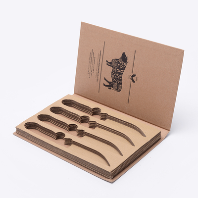 High-End Custom Logo Printed Recycle Kraft Paper Corrugated Cardboard Knife Box Sponge Liner Kitchen Knife Packaging Box