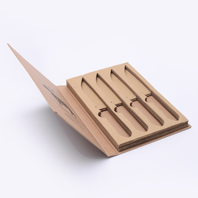 High-End Custom Logo Printed Recycle Kraft Paper Corrugated Cardboard Knife Box Sponge Liner Kitchen Knife Packaging Box
