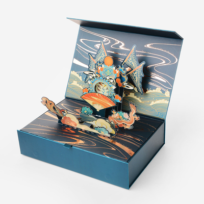Custom Luxury 3D Rectangle Pattern Scene Exquisite Magnetic Pop up Festival Surprise Paper Cardboard Gift Packaging Boxes