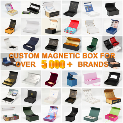 Recyclable Rigid Cardboard Custom Logo Gift Box Black Hard Magnetic Sponge Liner Collapsible Cosmetic Packaging Colorful Boxes