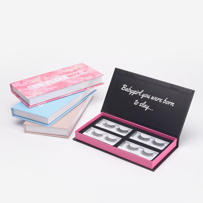 Custom Eyelash Box Matte Pink Printed Logo Shaped Paper Rigid Packaging Magnetic Closure Book Gift Boxes for False Eyelashes
