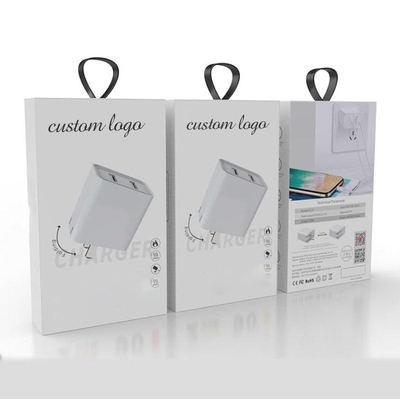 Custom Logo Cardboard Phone Accessories Data Cable Packing Box Mobile Charger Packaging Box Charging Cable Box With Hanger