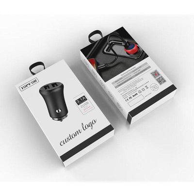 Custom Logo Cardboard Phone Accessories Data Cable Packing Box Mobile Charger Packaging Box Charging Cable Box With Hanger