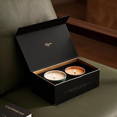 Custom Luxury Small Business Candle Packaging Boxes Recyclable Rigid Paperboard with Logo Sponge Liner Gift Shipping