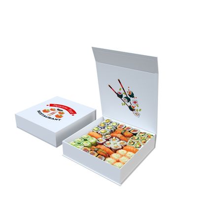Customizable High-End Sushi Magnetic Rigid Cardboard Packaging Box Food Grade Recyclable Sponge Specialized for Gift Paper Logo