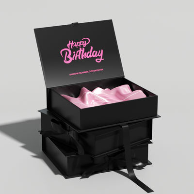 Luxury Custom Black Foldable Magnetic Cardboard Gift Box Art Paper UV Coating Matt Lamination for Clothing Paper Gift Packing