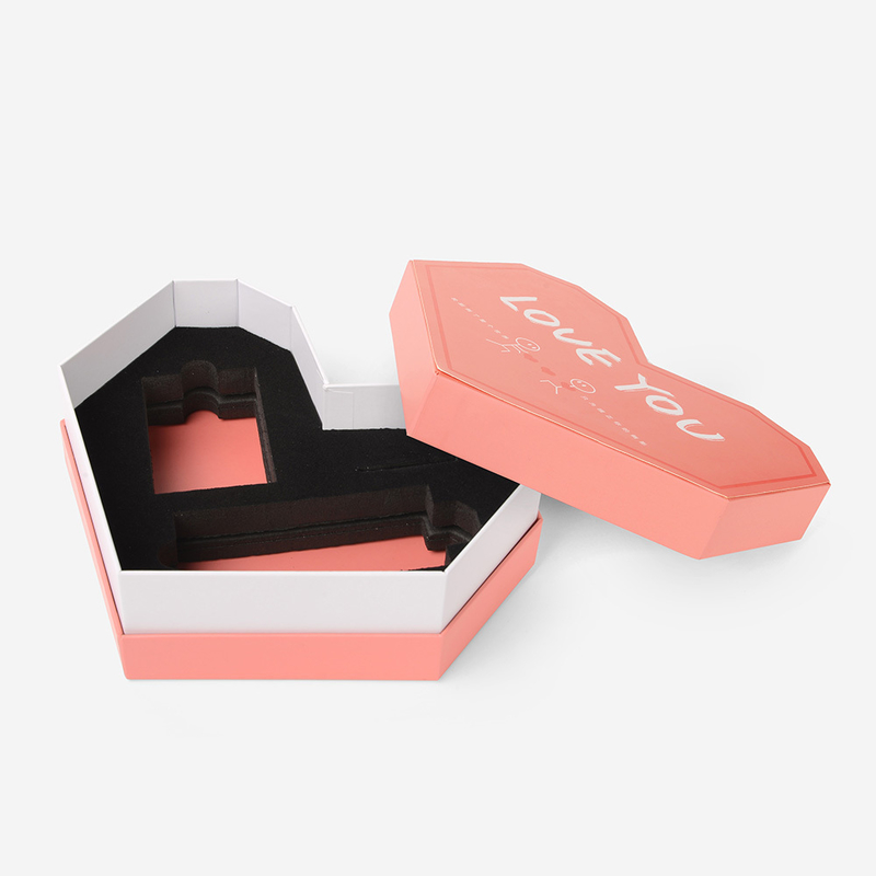 Custom Recyclable Biodegradable Luxury Gift Paper Box Cardboard Bridesmaid Heart Shaped Pink Flower Sponge Personalized Logo