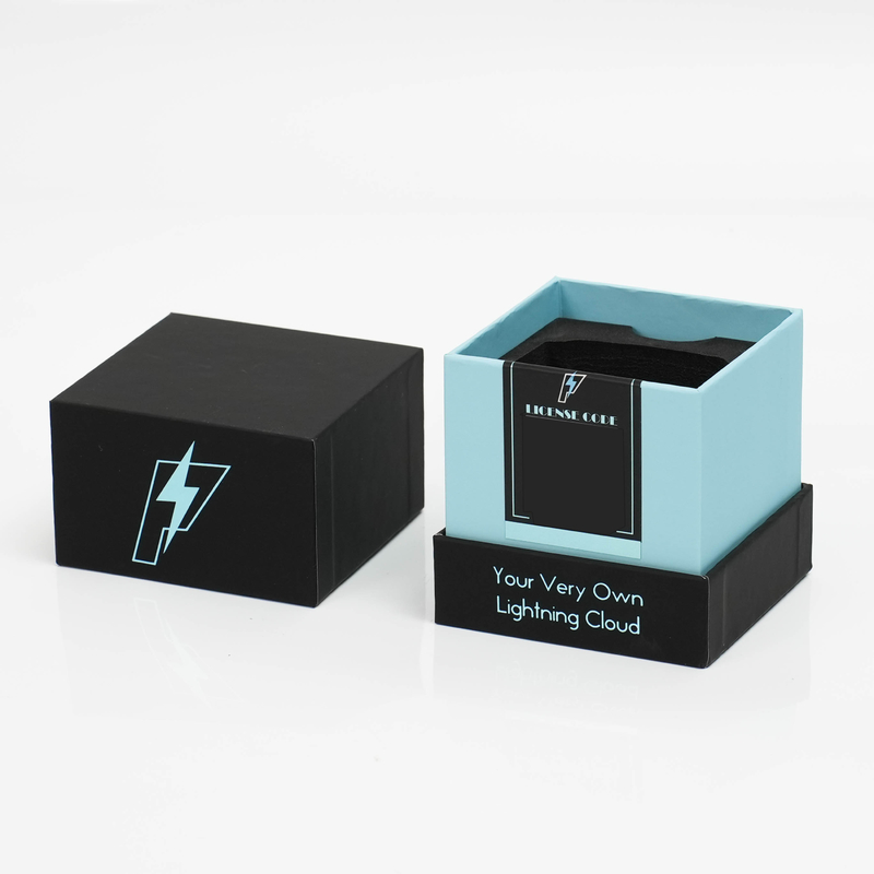 Recyclable Electronics Accessories Gift Paper Box with Custom Logo Top Bottom Lid Base Heaven Earth Cover Embossed Printing