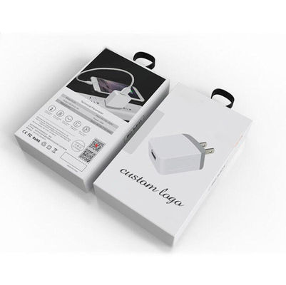 Custom Logo Cardboard Phone Accessories Data Cable Packing Box Mobile Charger Packaging Box Charging Cable Box With Hanger